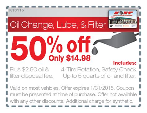 kost tire oil change coupon